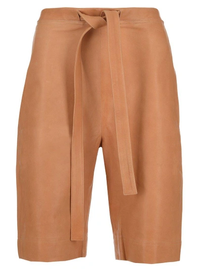 Jw Anderson Leather Shorts In Beige