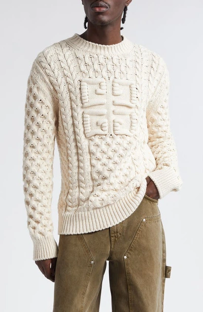 Givenchy 4g Cable Stitch Sweater In Cream