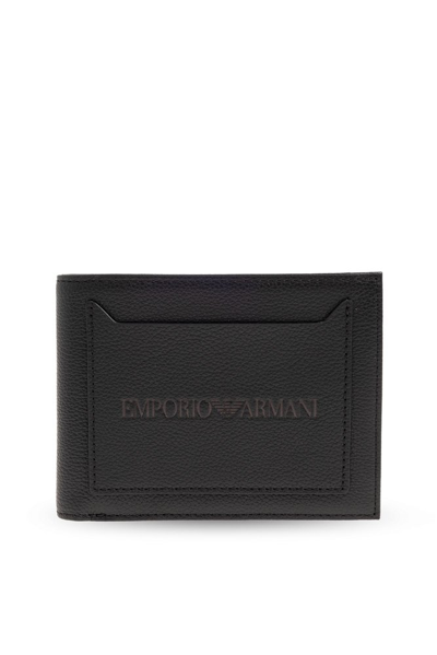 Emporio Armani Logo-debossed Leather Wallet In Black