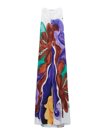 Dorothee Schumacher Abstract-print Sleeveless Linen Maxi-dress In Multi Colour