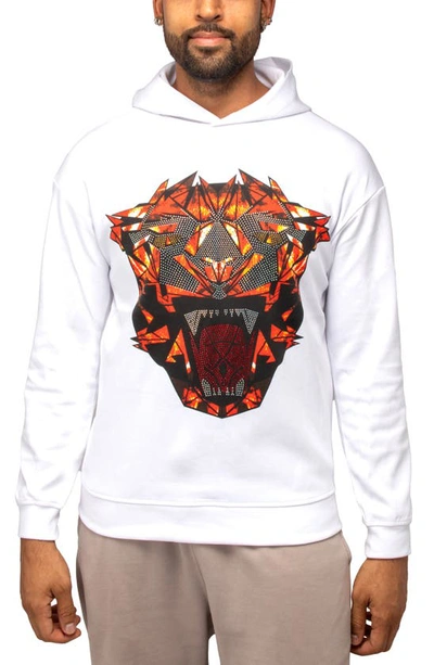 X-ray Geometric Tiger Face Hoodie In White
