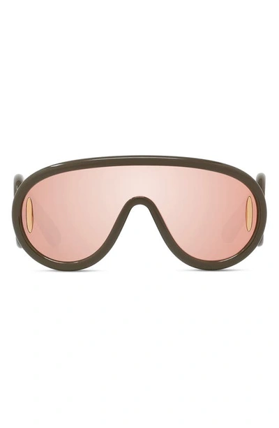 Loewe X Paula's Ibiza 56mm Mask Sunglasses In Shiny Dark Green / Smoke