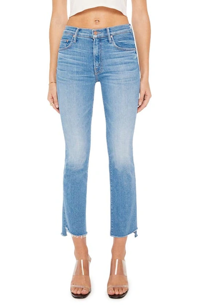 Mother The Insider High Waist Step Frayed Hem Crop Jeans In Out Of The Blue