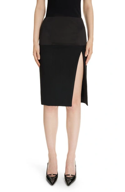 Givenchy Tailoring Front Slit Wool Skirt In Black