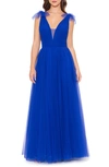 Betsy & Adam Tie Detail Ballgown In Royal