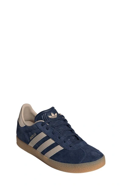 Adidas Originals Kids' Gazelle Low Top Sneaker In Night Indigo/ Taupe/ Gum 3