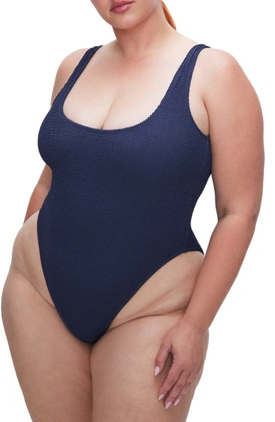 Good American Always Fits Modern One-piece Swimsuit In Ink Blue003