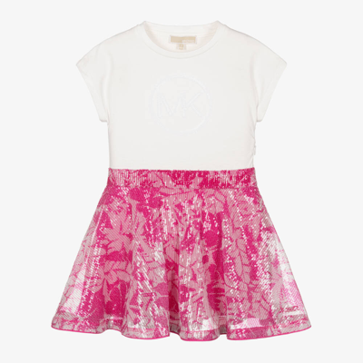 Michael Kors Kids' Sequin-embellished Cotton Dress In Pink