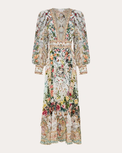 Camilla Women's Long Button-front Dress In Renaissance Romance