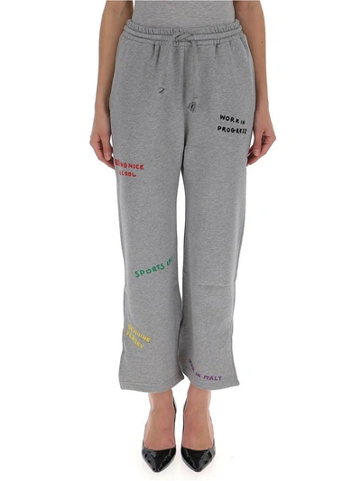 Ports 1961 Slogan Cropped Sweat Pants In Grey