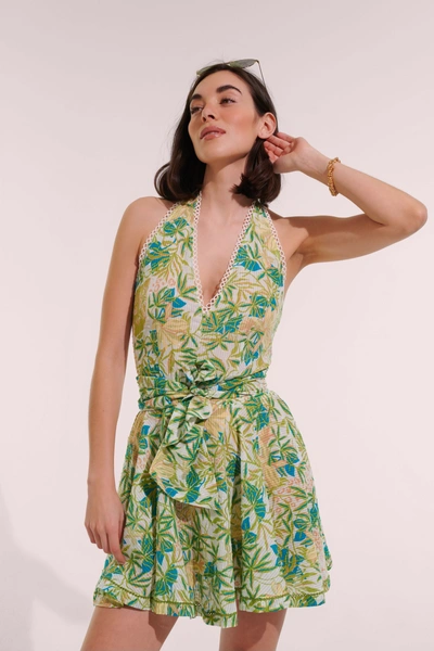 Poupette St Barth Mini Dress Beth In Green Orchid