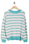 Teal- Ivory Spring Stripe