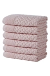 Woven & Weft Diamond Textured 6-pack Cotton Towels In Pink
