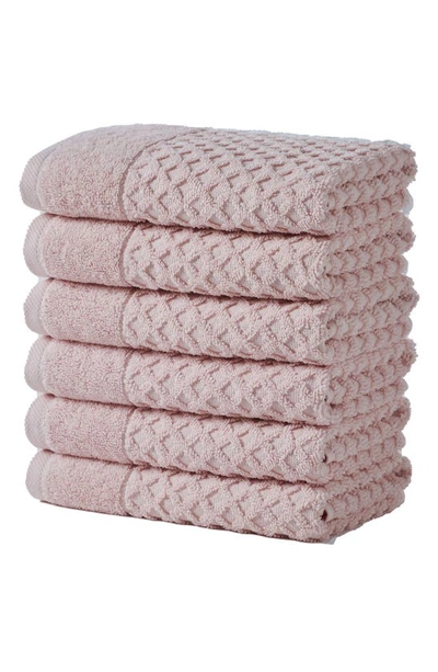 Woven & Weft Diamond Textured 6-pack Cotton Towels In Pink