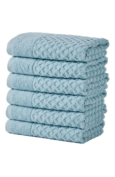 Woven & Weft Diamond Textured 6-pack Cotton Towels In Pastel Blue