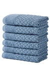 Woven & Weft Diamond Textured 6-pack Cotton Towels In Blue