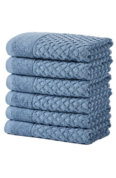Woven & Weft Diamond Textured 6-pack Cotton Towels In Blue