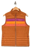 Cotopaxi Fuego Water Resistant Packable 800 Fill Power Down Vest In Mezcal Stripes