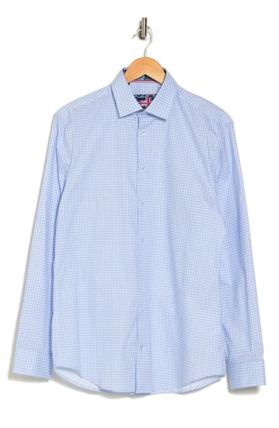 Soul Of London Circle Print Stretch Cotton Button-up Sport Shirt In Blue