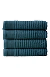 Woven & Weft 4-pack Rib Texture Towels In Blue