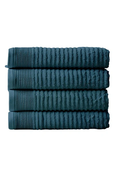 Woven & Weft 4-pack Rib Texture Towels In Blue