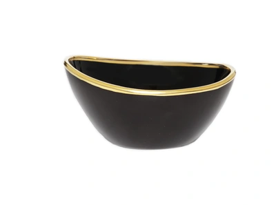 Classic Touch Decor Black Dessert Bowl With Gold Rim