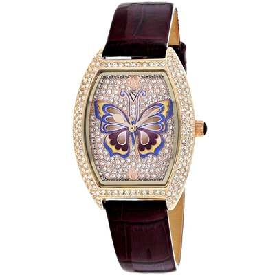 Christian Van Sant Women's Papillon Gold Dial Watch In Brown / Gold / Gold Tone / Yellow