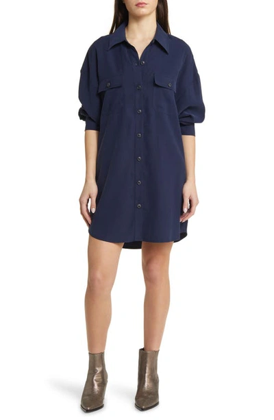 Wayf Huxley Long Sleeve Shirtdress In Navy