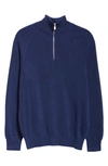 Brunello Cucinelli Rib Cotton Pullover In Cl598 Blu Prussia/grigio