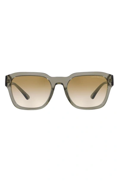 Emporio Armani 55mm Gradient Square Sunglasses In Trans Green