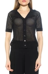 Alexia Admor Josi Crochet Button-up Top In Black