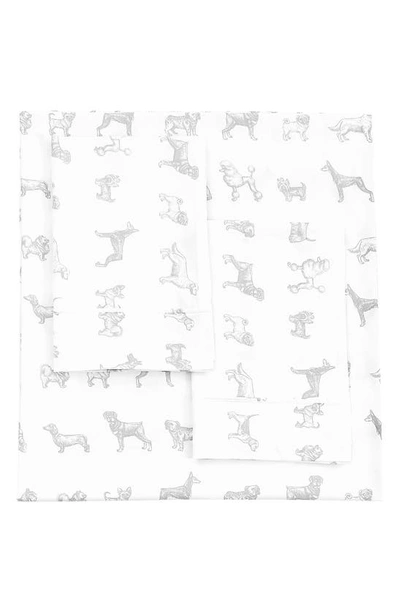 Melange Dog 400 Thread Count Cotton Sheet Set In Grey