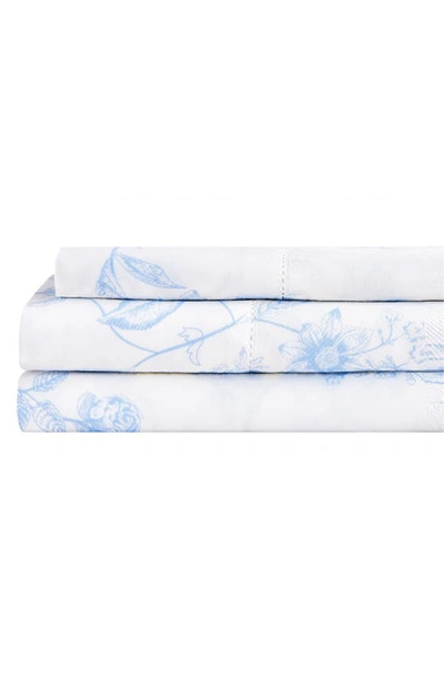 Melange Bouquet 400 Thread Count Cotton Sheet Set In Light Blue