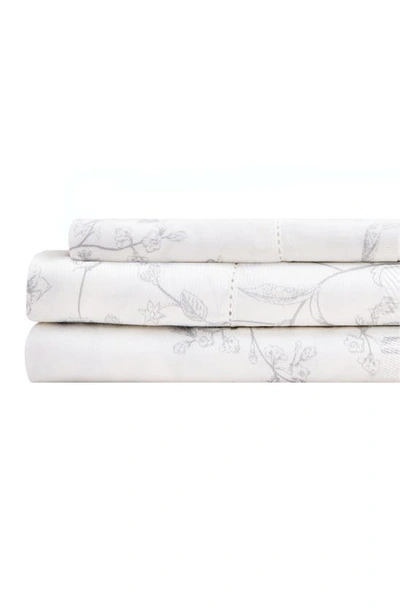 Melange Bouquet 400 Thread Count Cotton Sheet Set In Grey