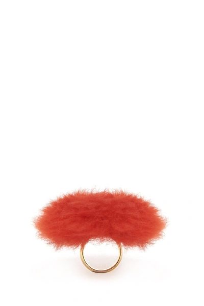 Balenciaga Fur Ring In Red