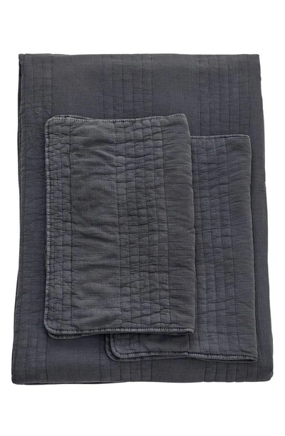 Melange Home Stone Washed Quilt & Sham Set In Charcoal