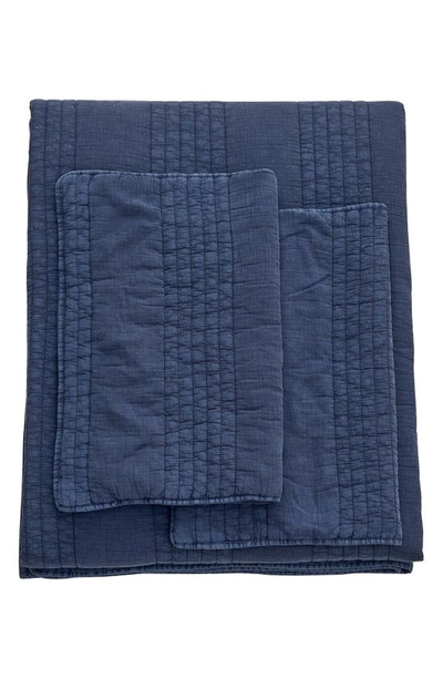 Melange Home Stone Washed Quilt & Sham Set In Navy