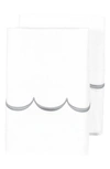 Melange Home Scalloped Edge Embroidered 600 Thread Count Pillowcases In White/ Grey