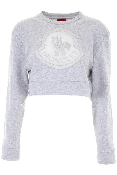 Moncler Gamme Rouge Cropped Sweater In Grey