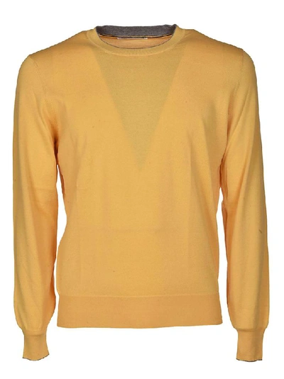 Brunello Cucinelli Cotton Knitted Sweater In Yellow