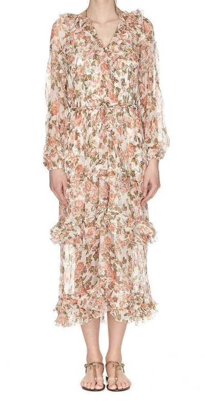 Zimmermann Frilly Floral Dress In Multi
