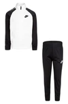Nike Kids' Swoosh Tricot Track Jacket & Joggers Set In Black/ White