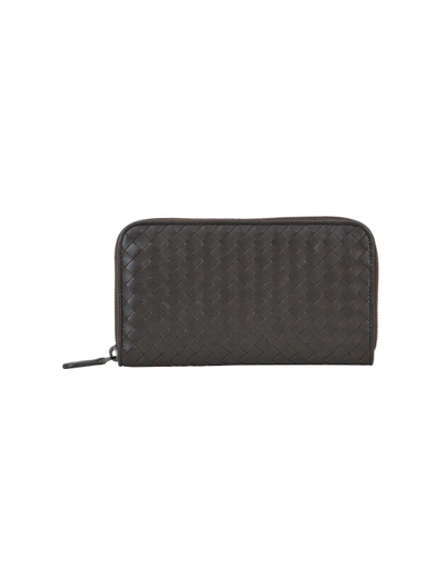 Bottega Veneta Intreccio Zip Wallet In Brown