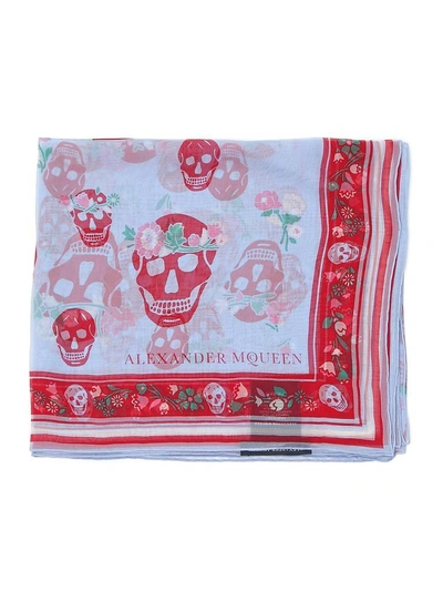 Alexander Mcqueen Skull Print Scarf In Blue