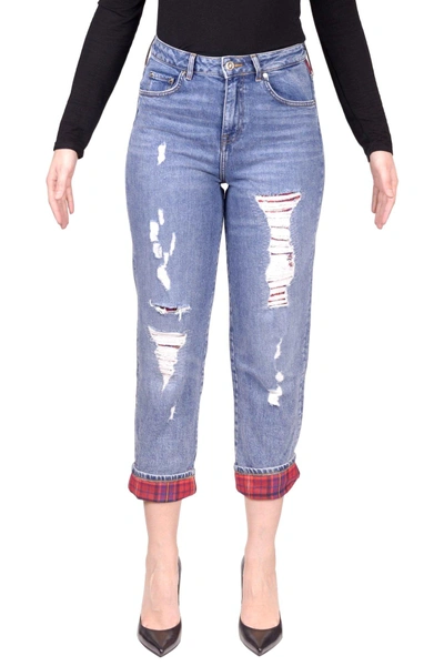 Tommy Hilfiger X Gigi Hadid Distressed Cropped Jeans In Blue