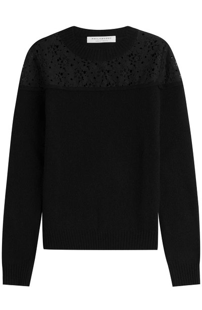 Philosophy Di Lorenzo Serafini Wool Pullover With Lace Crochet Top