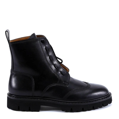 Maison Margiela Open Brogue Leather Boots In Black