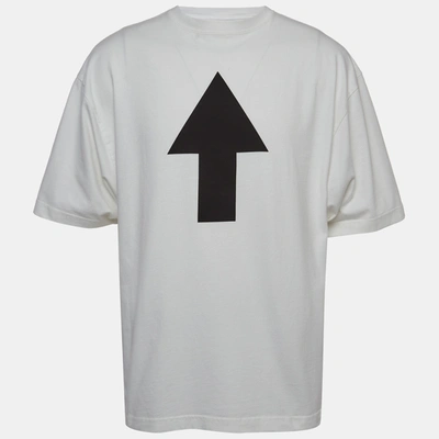 Pre-owned Balenciaga White Arrow Wifi Print Cotton Crewneck T-shirt S