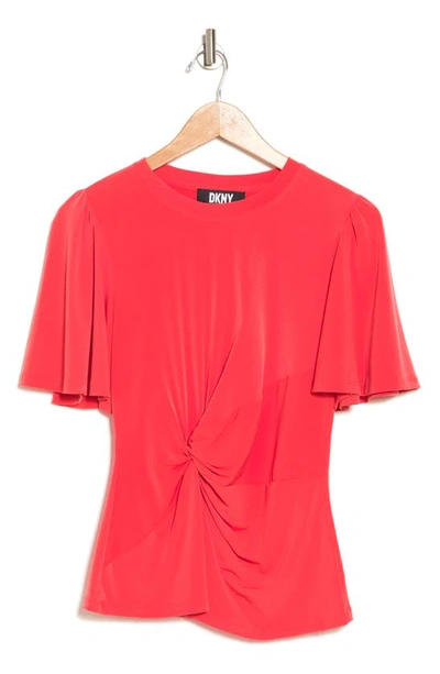 Dkny Flutter Sleeve Top In Red