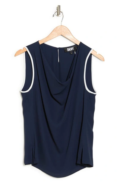 Dkny Cowl Neck Sleeveless Top In Classic Navy